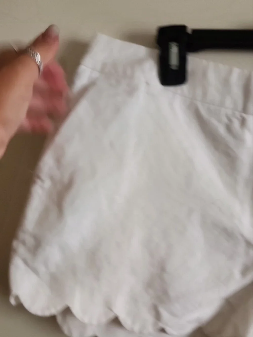 J. Crew White Cotton Linen Scalloped-Edge Shorts Womens 14